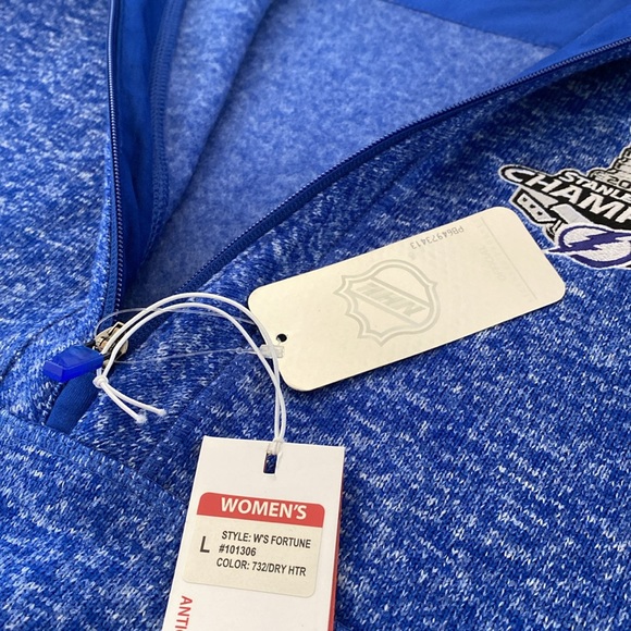NWT Antigua 2020 Stanley Cup Champs Tampa Bay Lightning Pullover Large Fleece - Picture 8 of 15